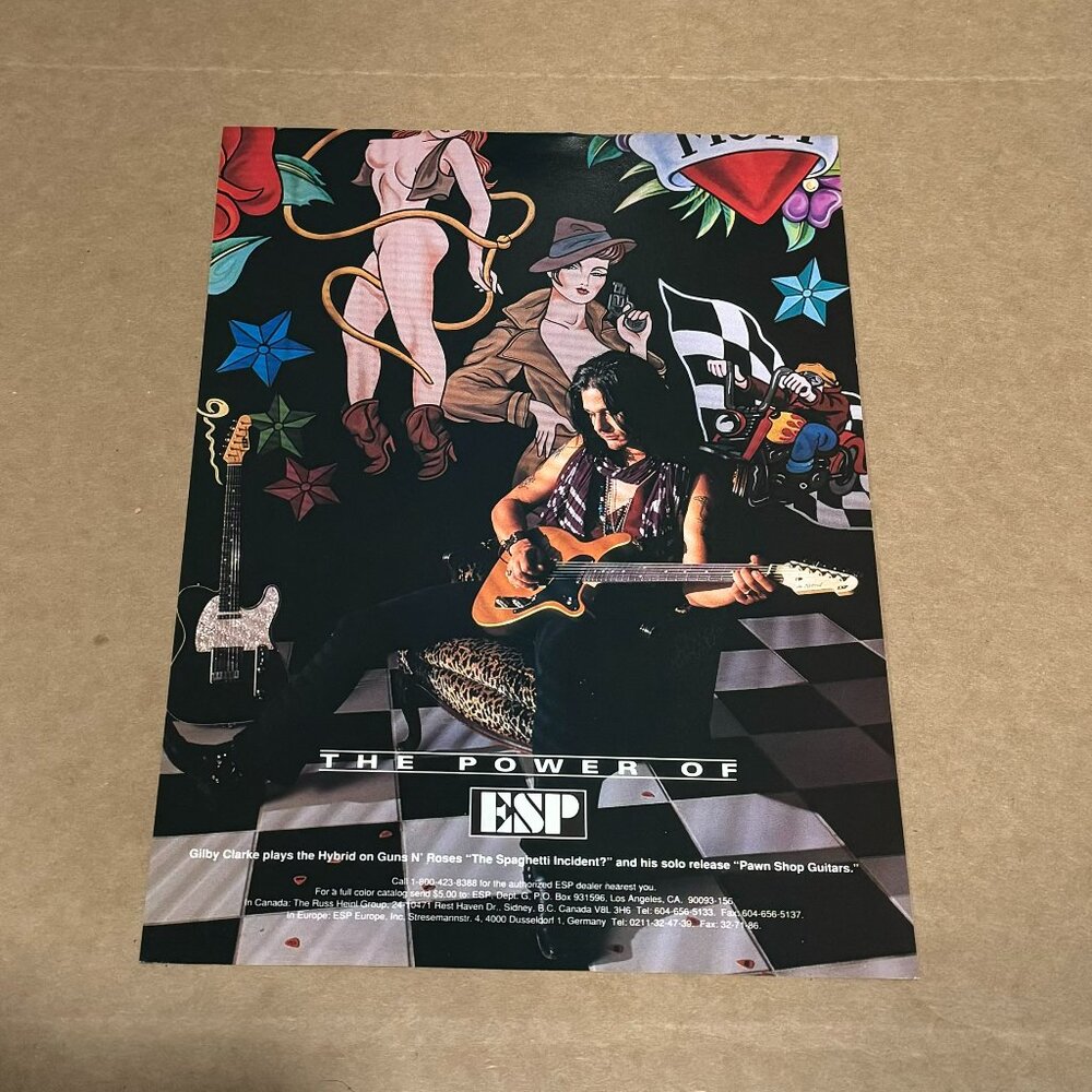 Gilby Clarke of Guns N' Roses - ESP Guitars - 1993 Print Advertisement